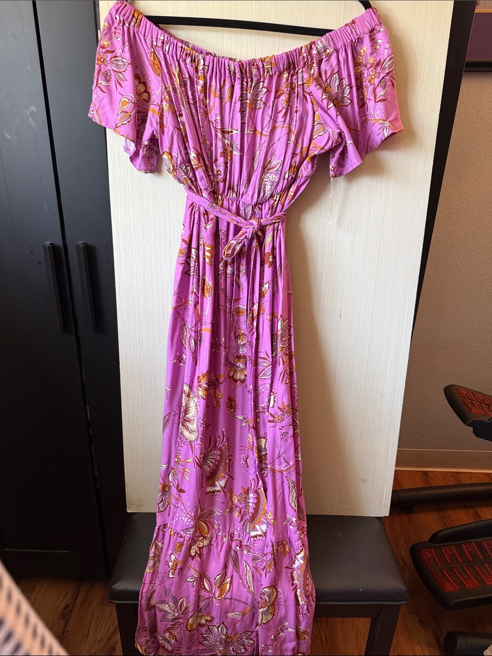 Purple Floral Off-Shoulder maternity Maxi Dress